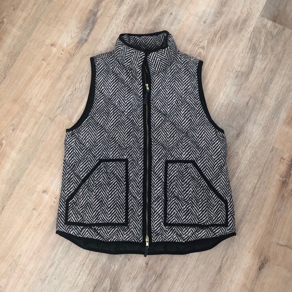 J Crew Herringbone Excursion Quilted Down Vest